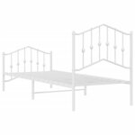 vidaXL Cadre de lit métal sans matelas avec pied de lit blanc 90x200cm