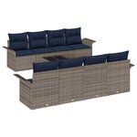 vidaXL Ensemble de canapé de jardin avec coussin 9 Pièces Gris polyrotin