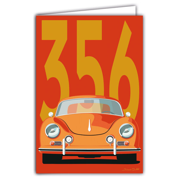 69-1107 Carte 356 Voiture de Sport Luxe Automobile Lignes emblématiques Illustration Graphique Moderne Design épuré coloré Objet de Collection pour Passionné -Avec Enveloppe 12x17cm -Fab française