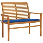 vidaXL Banc de jardin et coussin bleu royal 112 cm Bois de teck massif
