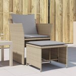 vidaXL Chaise de jardin avec tabouret beige résine tressée