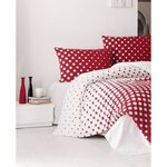 Parure de lit - housse de couette 220 x 240 + 2 taies d'oreiller 60 x 60 coton renforcé - Rouge