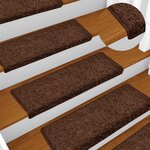 vidaXL Tapis d'escalier 30 pièces 65 x 21 x 4 cm Marron Bord rectangulaire