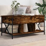 vidaXL Table basse chêne fumé 100x55x50 cm bois d'ingénierie et métal