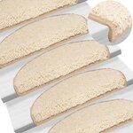 vidaXL Tapis d'escalier 10 Pièces 65x21x4 cm Crème