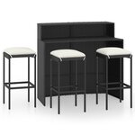 vidaXL Ensemble de bar de jardin avec coussins 4 Pièces Noir