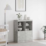 vidaXL Buffet gris béton 81x37x100 cm bois d'ingénierie
