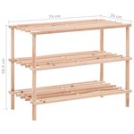 vidaXL Range-chaussures à 3 étagères Bois de sapin solide