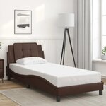 vidaXL Cadre de lit avec lumières LED marron 90x200 cm similicuir