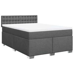 vidaXL Sommier à lattes de lit avec matelas Gris foncé 140x200cm Tissu