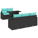 vidaXL Ensemble de canapé de jardin 6 Pièces Noir et bleu polyrotin