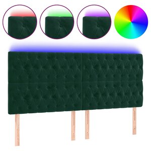 vidaXL Tête de lit à LED Vert foncé 200x7x118/128 cm Velours