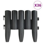 vidaXL Bordures de pelouse 36 Pièces Anthracite 10 m PP