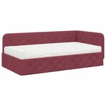 vidaXL Cadre de lit d'angle avec matelas Bordeaux 90 x 190 cm tissu