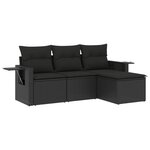 vidaXL Salon de jardin 4 Pièces avec coussins noir résine tressée