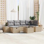 vidaXL Ensemble de canapé de jardin 7 Pièces Beige Poly rotin