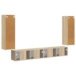 vidaXL Ensemble de meuble TV mural Montage mural 4 Pièces Chêne Sonoma