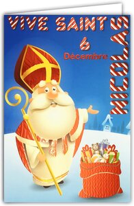Carte saint nicolas bonne fête écoliers enfants sages 6 décembre avec enveloppe