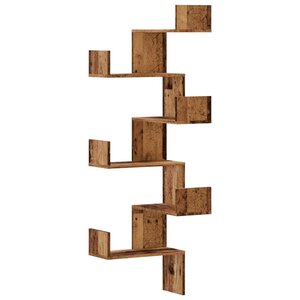 vidaXL Étagère d'angle murale vieux bois 45x45x147cm bois d'ingénierie