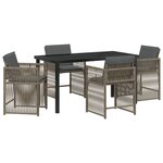 vidaXL Ensemble de salle à manger 5 pièces avec coussins gris poly rattan