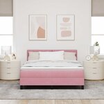 Lit Box Spring avec Matelas & LED Rose 160x200 cm Velours