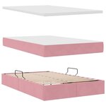 vidaXL Lit de rangement LED avec matelas Rose 120 x 200 cm Velours
