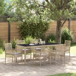 vidaXL Ensemble de salle à manger de jardin 7 pièces avec coussins en poly rattan beige