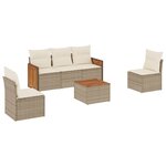 vidaXL Salon de jardin avec coussins 6 Pièces beige résine tressée