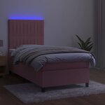 vidaXL Sommier à lattes de lit avec matelas LED Rose 100x200cm Velours