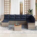 vidaXL Ensemble de canapé de jardin avec coussin 9 Pièces Gris polyrotin