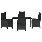 vidaXL Ensemble de salle à manger de jardin 5 pièces avec coussins en rattan poly noir