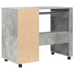 vidaXL Bureau avec roues Gris béton 91 x 50 x 77 cm Bois d'ingénierie