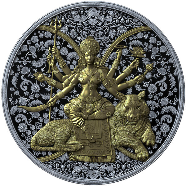 Monnaie DURGA Hindu Religion Gilded 1 Oz Argent 2000 Francs Cameroon 2026 (PRÉCOMMANDE)