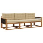 vidaXL Ensemble de canapés d'extérieur 3 pc Naturel et Beige