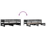 vidaXL Lit coulissant Noir 2x(90x200) cm Bois de pin massif
