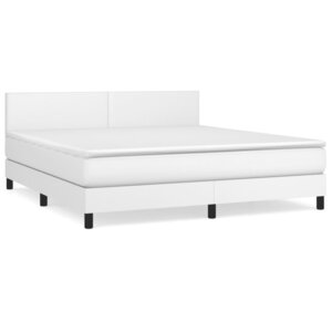 vidaXL Sommier à lattes de lit avec matelas Blanc 160x200cm Similicuir