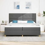 vidaXL Lit à sommier avec matelas gris foncé 200x200 cm en tissu