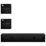 vidaXL Unités murales TV avec LED 5 Pièces Chêne noir Bois d'ingénierie