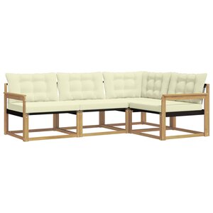 vidaXL Ensemble de canapés d'extérieur 4 pc Blanc et crème