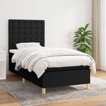 vidaXL Sommier à lattes de lit avec matelas Noir 90x190 cm Tissu