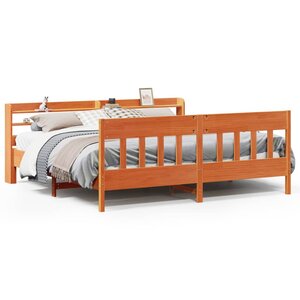 vidaXL Cadre de lit sans matelas cire marron 200x200cm bois pin massif