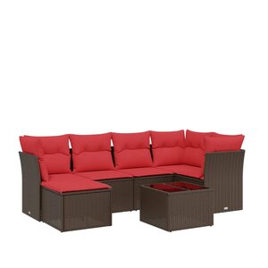 vidaXL Salon de jardin avec coussins 7 Pièces marron résine tressée