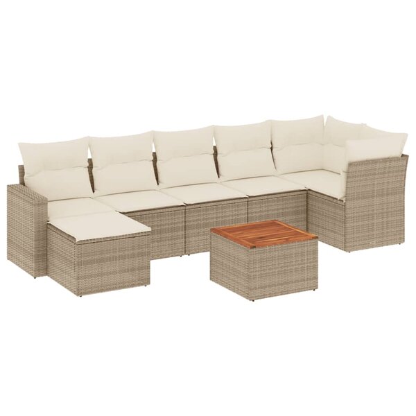 vidaXL Salon de jardin avec coussins 8 Pièces beige résine tressée