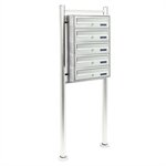 Bloc 5 boite aux lettres sur pied de support 5 compartiments superposé acier inoxydable