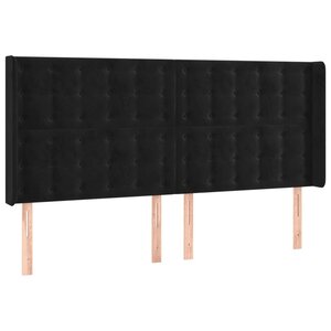 vidaXL Tête de lit avec oreilles Noir 163x16x118/128 cm Velours