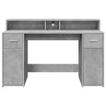 vidaXL Bureau et lumières LED gris béton 140x55x91cm bois d'ingénierie