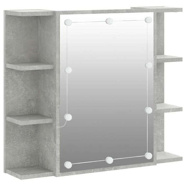 vidaXL Armoire à miroir avec LED Gris béton 70x16 5x60 cm