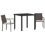 vidaXL Ensemble de Salle à Manger d'Extérieur 3 Pièces avec Coussins - Rotin Marron