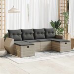 vidaXL Salon de jardin 6 Pièces avec coussins gris clair résine tressée