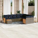 vidaXL Salon de jardin 10 Pièces avec coussins gris résine tressée